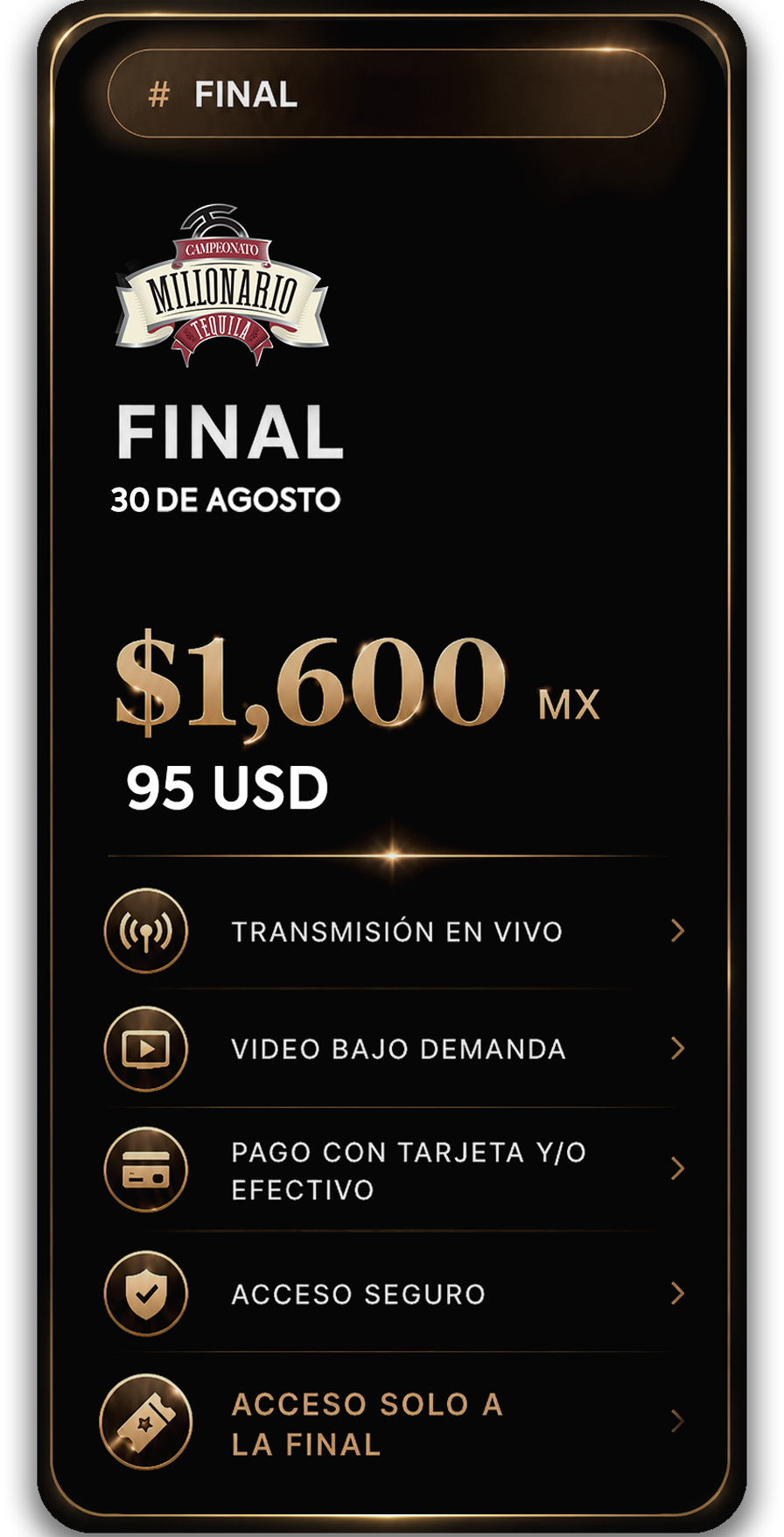 Pack Final — Campeonato Millonario 2026